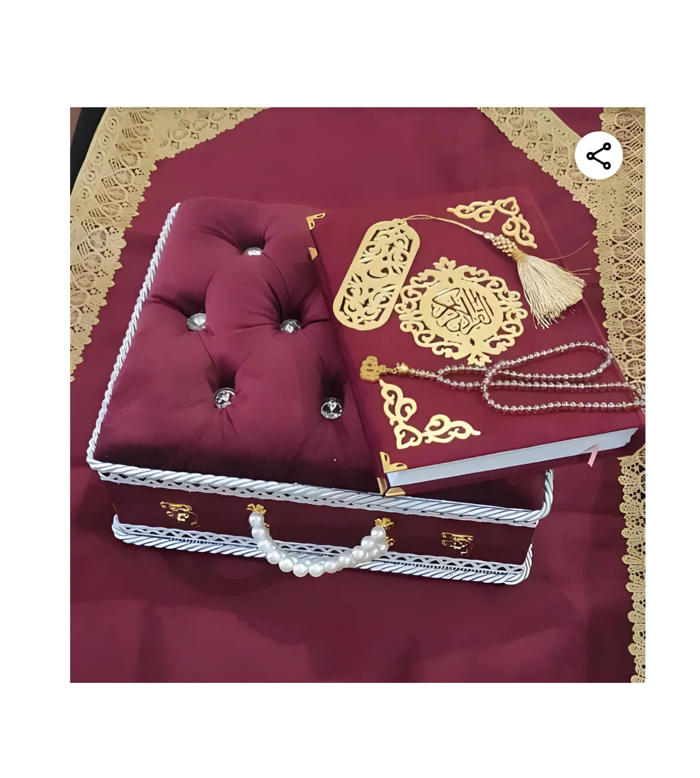 Quran 13 lines cc medium (17) (1) Quran box Rehal velvet gift set medium - Image 1